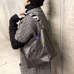 シワ加工タイベック　ショルダートートS　ゼブラファーベルト×ブラック