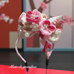 【わんちゃん/ねこちゃん用リボンヘッドデコレーション】華やかなかごめ桜/濃いピンク