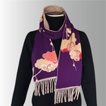 ビンテージ古布とカシミアのマフラー　リバーシブル　着物リメイク