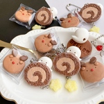 【送料込】チョコロールケーキとおばけマシュマロ+トナカイメレンゲクッキーのボールチェーン