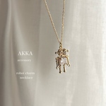 Robot charm necklace  ロボット　チャーム　ネックレス　AKKA ビジュー　ヴィンテージ風　金属アレルギー　ミニ　小さめ　シンプル　デイリー　普段使い　AKKA