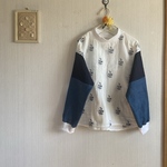 ダブルガーゼ×リネンの切り替えリブプルオーバーバイカラー