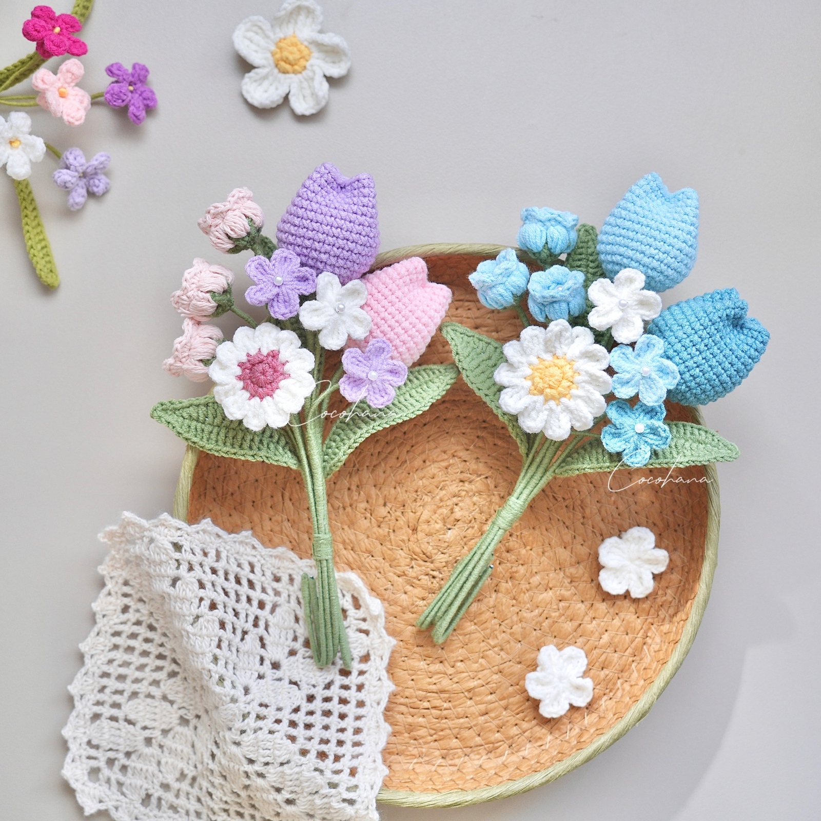 人気／フラワーギフト 小さな花束 チューリップ 毛糸 花 枯れない花