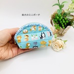 ミニポーチ☆柴犬と和菓子（水色）小銭入れ　コインケース