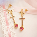 クロスと小さなハートスワロ♡ピアスorイヤリング