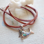 ⭐️️再販⭐️️  Dolphin   イルカの革紐ネックレス  sv925 パウアシェル