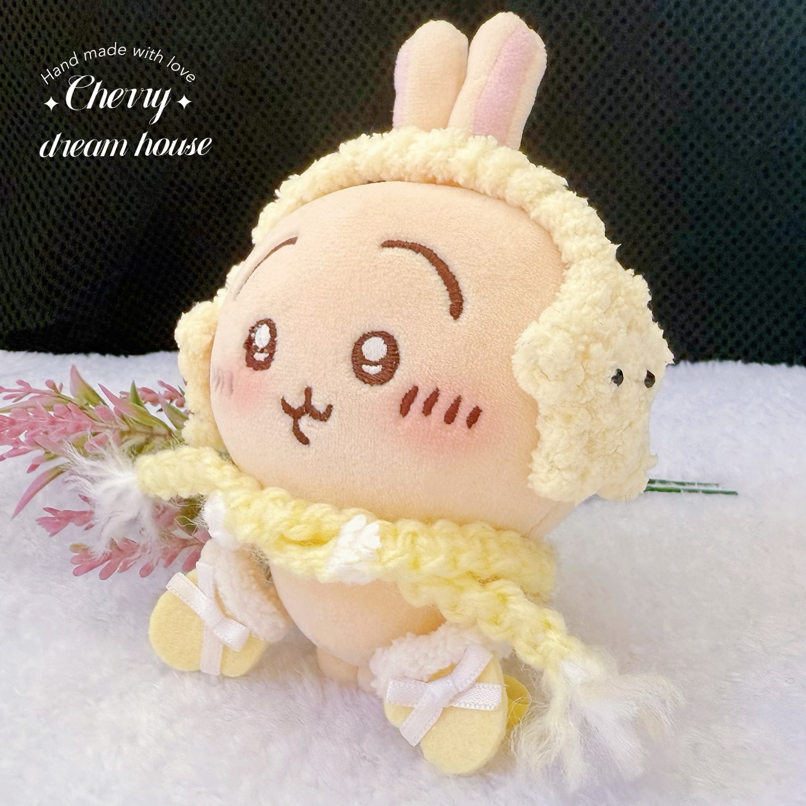 ちびぐるみ ぬい服 10cm 可愛い ロリータ ヘッドドレス ワンピース 2点