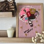 クリスマス ファブリックフレーム パネル　インテリア　ポスター　サンタクロース パンチニードル 刺繍 北欧風  壁掛け プレゼント 🎅🏻