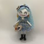 1点物　ブルーツイードドレスのドールチャーム