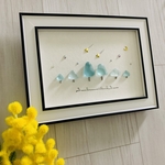 シーグラスアート 癒しの森 星 月 流星 インテリア雑貨 壁掛け 置物 北欧 観葉植物 卓上 玄関 癒し 寝室 贈り物 誕生日プレゼント ハンドメイド 一点物 ギフト 立体アート 飾り 