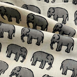 インド ブロックプリント生地 [50cm単位切売] バグルー エレファント グレー IN ぞう 象 IF0408