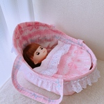 ⭐️人形用ベッド クーファン　ゆめかわリボン柄　ソランちゃん　メルちゃん