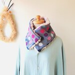 カラフルドットウールとプードルボアのネックウォーマー 　