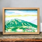 『白山からの朝 』 アート ポスター 山 登山 空 自然 朝日 白山 風水 癒し 絵 絵画 水彩画  風景画 複製画 インテリア 壁掛け A4            