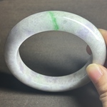 本翡翠バングル　ミャンマー産　無含浸　無着色　陽緑　ラベンダー　一点限定　厚め