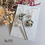 *お花と崩し淡路のアシメピアス*【No.195(再販)】