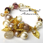 ‡**Brown MoonStone**‡ルチルクォーツ‡**天然石ブレスレット2466