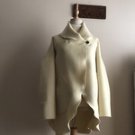 カシミヤウール（クリームイエロー）で作ったショールカラーコート