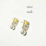 （一点物）flower mini pierce＋perl beads