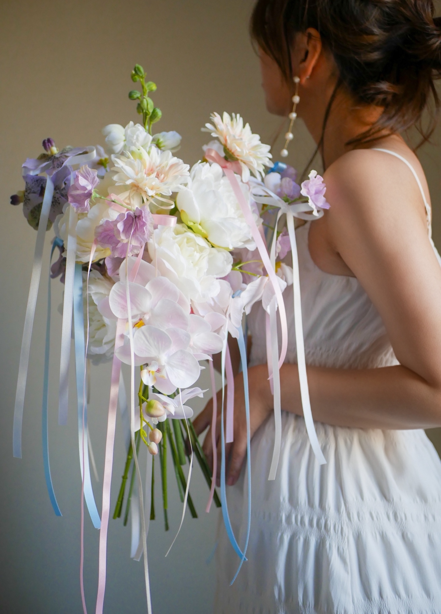 アーティフィシャルフラワーブーケ 韓国ブーケ ウェディングブーケ 前