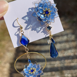 芳月下美人 ディープブルー💙 揺れる ピアス イヤリング