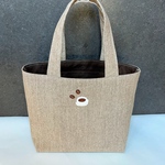 コーヒーカップのフェルト刺繍入り小さめトートバッグ　ランチバッグ　おさんぽにも♪