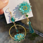 【10/31まで  引越しありがとうセール】芳月下美人 ブルーグリーン💚💙揺れる ピアス イヤリング