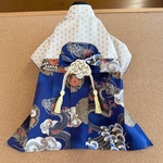 わんちゃん男の子袴　龍柄ブルー　麻の葉