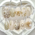 和柄ネイルチップ 振袖 袴 着物 成人式 前撮り ベージュ 淡色ネイル ニュアンスネイル ネイルチップ 韓国ネイル ワンホンネイル 花柄ネイル リボンネイル 和装 ウェディング ブライダル