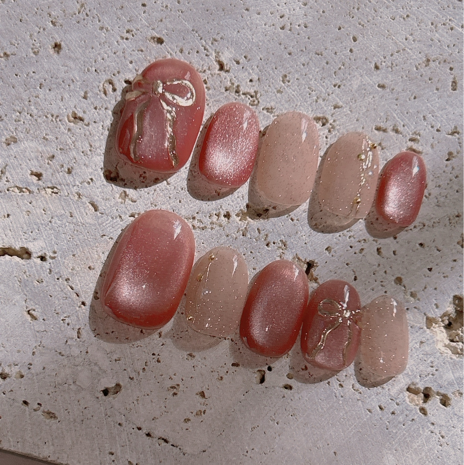 マグネットネイル フラッシュ リボンネイル ネイルチップ 現品販売】 Velvet Ribbon Rosé リボン マグネット フラッシュ 大人