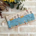 【特価】ラミネート ペタンコ　ペンケース 釣り猫柄