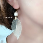 リーフdeコットンパール ピアス /イヤリング        ウェディング        パール        フラワーギフト