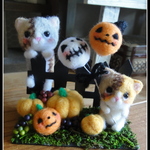 ＊ハロウィン２匹のフランケンねこちゃん②　置物＊