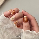 【renewal】深まる季節のオレンジティーネイル orange brown nuance No.34 ネイルチップ
