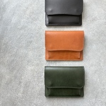 ◆艶やか上品な手触りなめらか薄型ウォレット◆　レザー財布　ミニ財布　ウォレット　革財布　コンパクト財布　コンパクトウォレット　ミニウォレット　レディース　メンズ　ペア　ギフト　二つ折り財布