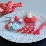 【v sila様 専用出品】七五三 3歳 ぷっくりお花 下がり付き髪飾り & 和玉かんざし & かのこ ちんころ セット 753 