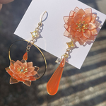 【特大セール￥6850→￥4850】芳月下美人 オレンジ🧡 揺れる ピアス イヤリング