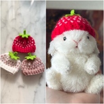受注生産　こうさぎ　テディベア　ロップイヤー用　いちご帽子
