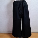 コットンリネン　ガウチョパンツ　キュロットパンツ　ブラック　綿麻　Lサイズ