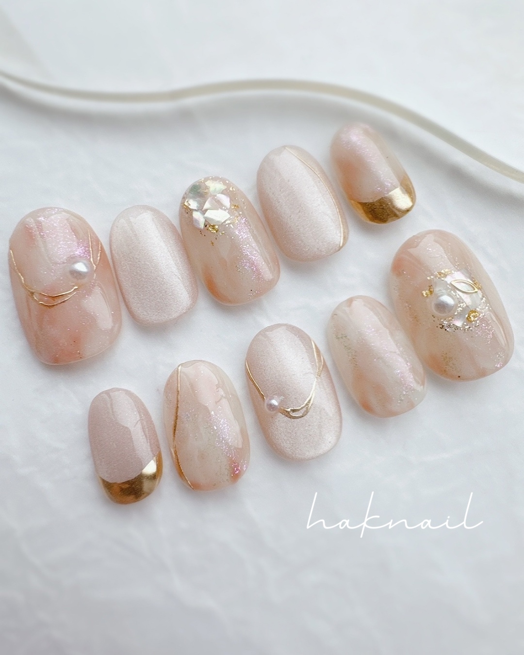 No.157 くすみカラー 淡色 前撮り ネイル ピンク 和装 白無垢 成人式