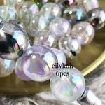 NEW カスタムボールペン 6個/ランダム ABメッキ ラメマーブル　クリアビーズ　16mm　BE417