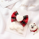 クリスマスリボン🎄犬リボン♡わんこリボン♡チェック♡コーム♡クリップ♡プレゼント♡ギフト♡クリスマス♡ファー♡赤♡タータンチェック♡
