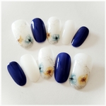 ふんわりフラワーネイル Blue×Azure