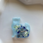 レジン　ヘアゴム　猫　ドライフラワー　ラメブルー◡̈♥︎
