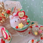あにまるXmasパフェ　フェイクフード　ハンドメイドレジン　キーホルダー　クリスマス　