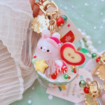 あにまるXmasパフェ　フェイクフード　ハンドメイドレジン　キーホルダー　クリスマス　