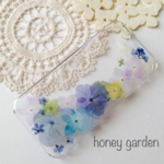 iphone5 iphone5s 押し花 スマホケース ♡紫陽花・わすれな草♡（クリア