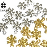 再入荷！【cm-76】雪の結晶チャーム ゴールド　ホワイトシルバー★10個★冬のきらめき　スノー 雪 結晶 クリスマス 　冬