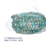 チェコビーズロンデル3×5mm20個　アクアクリスタルゴールド