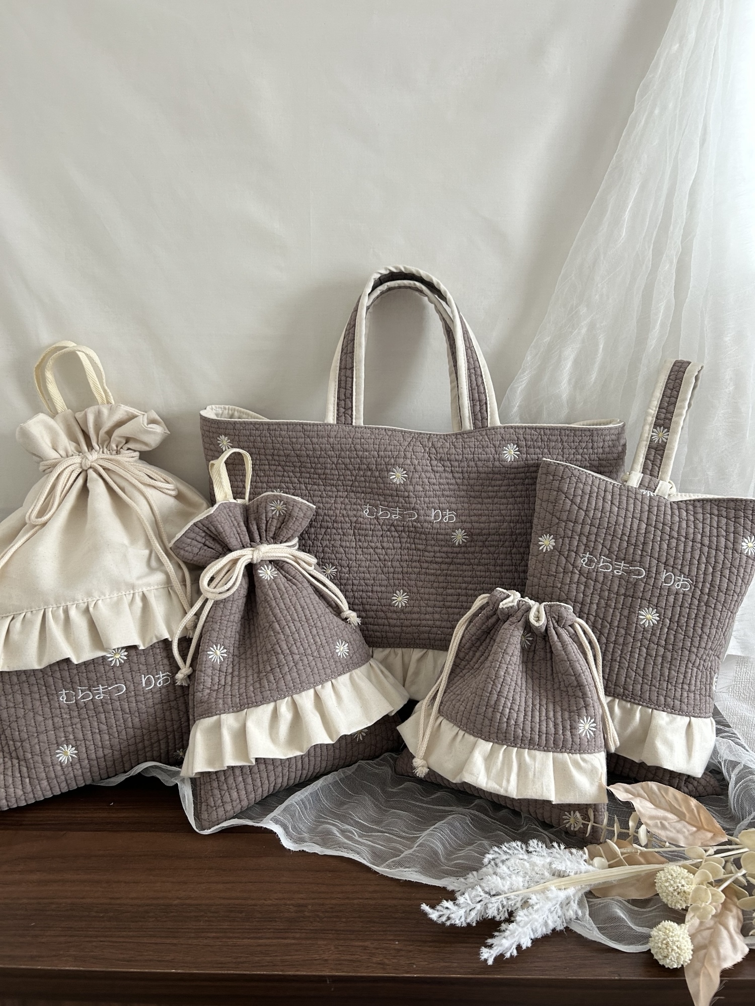 【オーダーメイド✂︎】【単品購入も可】【8カラー】【ママもお揃い】【お名前刺繍】【使いやすいオプション多数】【予約購入可能】【4点セット】